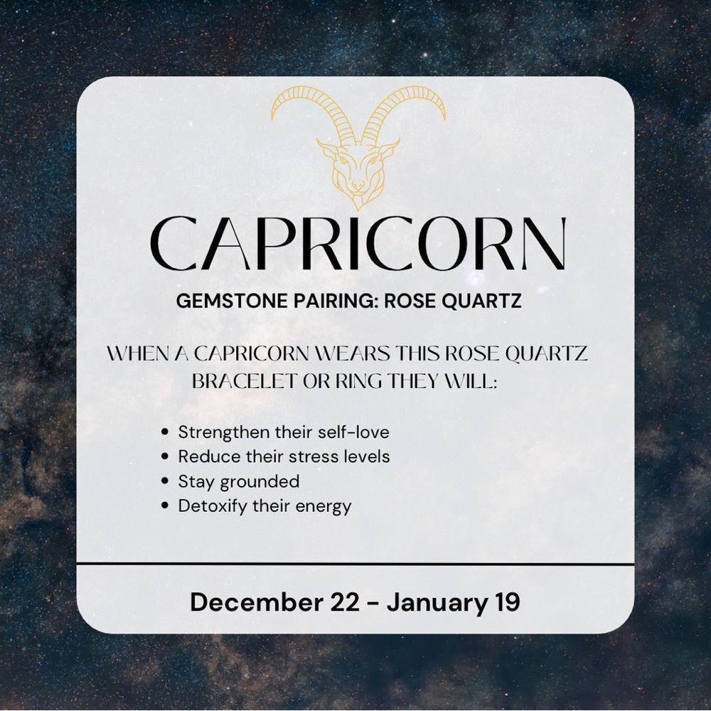 Wool + Pepper Co. Capricorn + Rose Quartz Bracelet - Zodiac x Gemstone